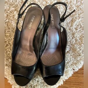 Nine West Black patent Heels 8W great condition worn once 3”heel 1/2 in front
